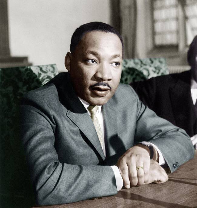 Press Conference of Martin Luther King Activist of Civil Rights Movement here in The American Church in Paris March 27 Rue des Archives