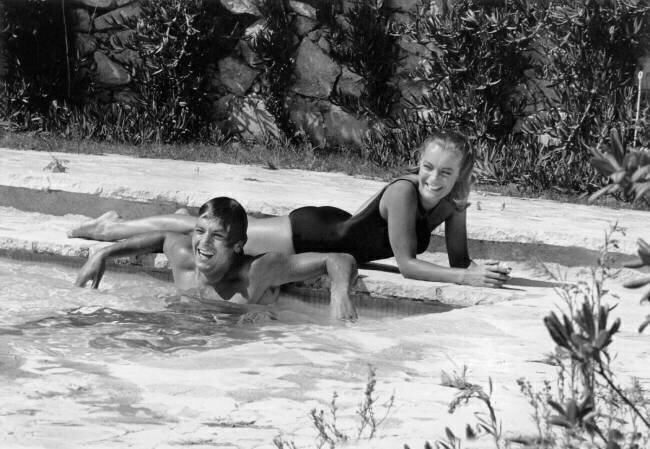 Romy Schneider and Alain Delon on Set of Film "The Swimming Pool"  Rue des Archives