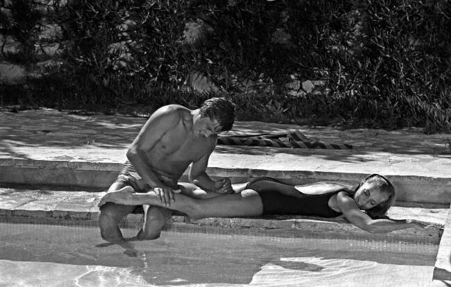 Romy Schneider and Alain Delon on Set of Film "The Sinners" September 2 Rue des Archives