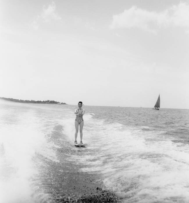 Young Woman Water Skiing in Cannes Rue des Archives