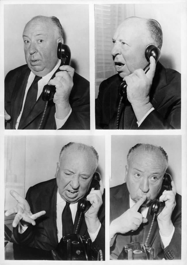 Alfred Hitchcock au téléphone en 1960 Keystone