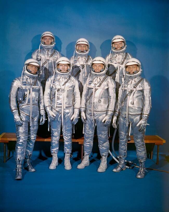 Portrait des sept astronautes participant en avril 1959 au projet Mercury de la Nasa anonyme