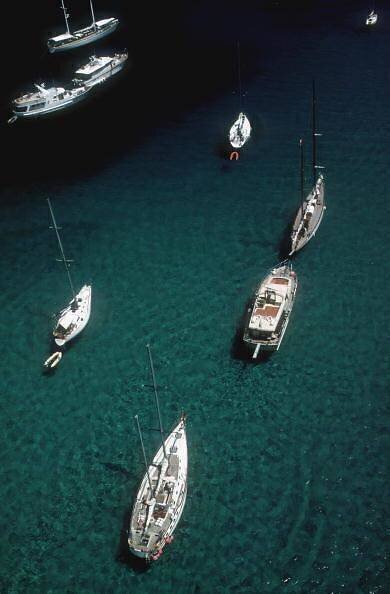 Holidaymakers' yachts off the island of Cavallo Slim Aarons