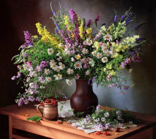 Still life with wildflowers and berries Tatyana Skorokhod