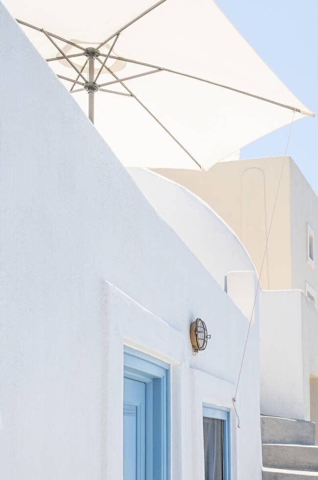 Sunshade and blue doors Linda Wride