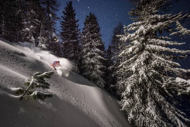 Night Powder turns with Adrien Coirier Tristan Shu
