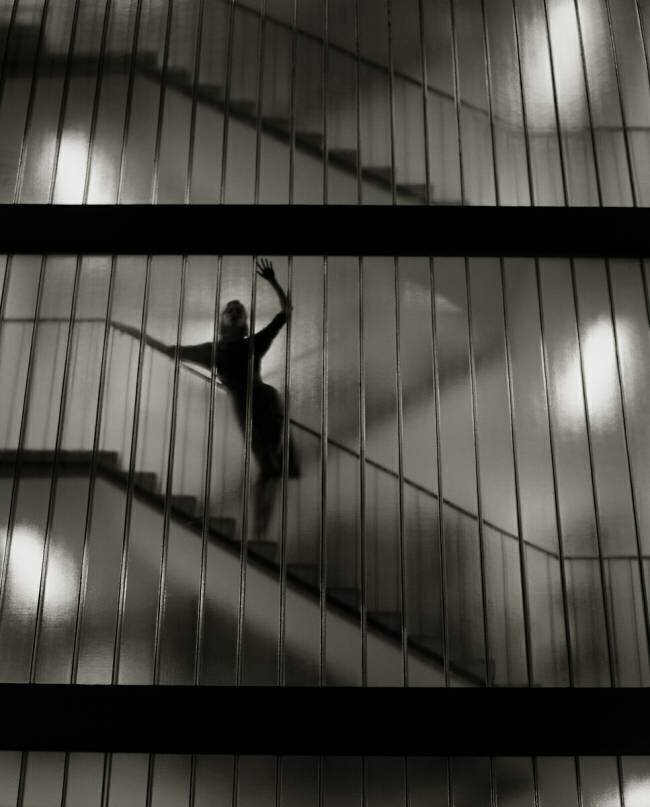 Sensuous Woman Standing on Staircase Oscar Falk