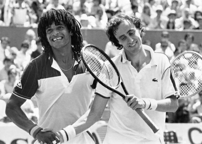 Winner Yannick Noah With Roger Vasselin at Roland Garros Stadium  Rue des Archives
