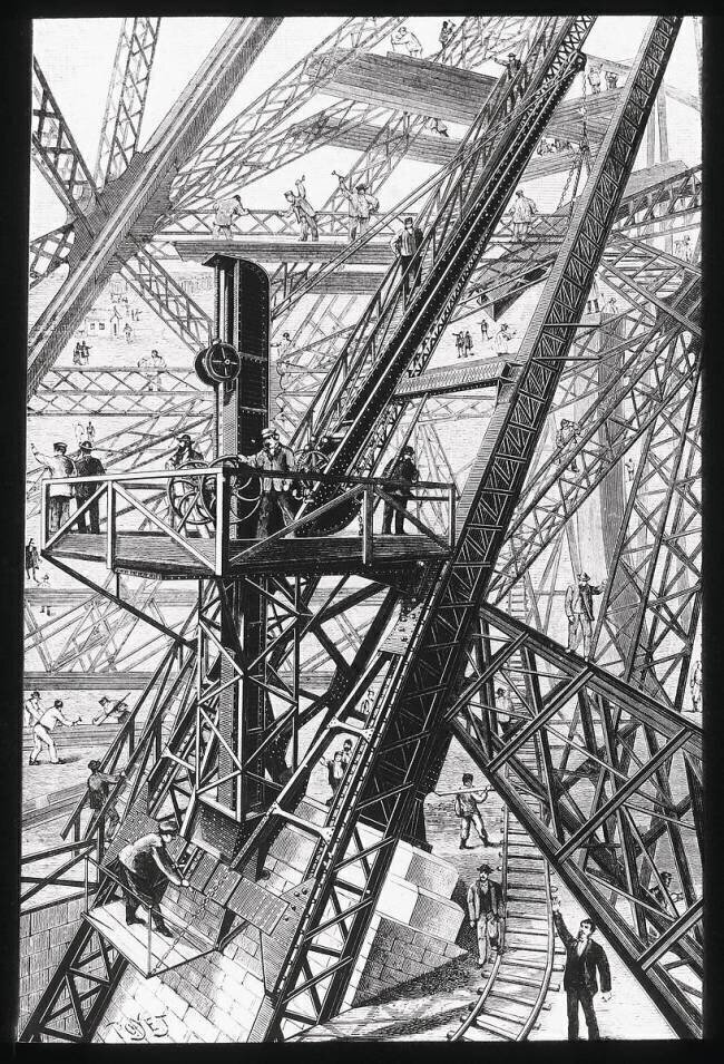 La Tour Eiffel : vue d'ensemble d'une des grues de montage n°2 anonymous
