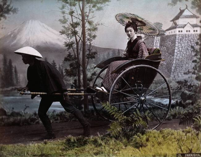 Jeune Japonaise dans un pousse-pousse Kusakabe Kimbei