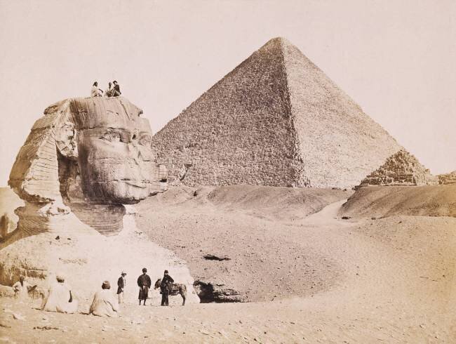 Egyptian guides with European tourists at the Sphinx, 1867 anonymous