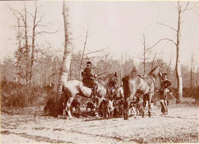 Chasse à courre, meute et cavaliers Henri Lemoine