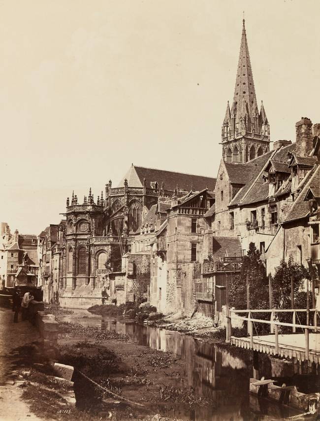 River Odon and the apse and church tower of Saint-Pierre de Caen Edouard Baldus