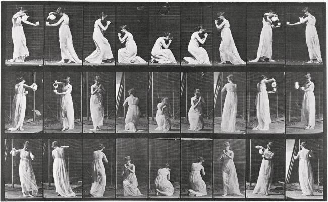 Album sur la décomposition du mouvement:Animal Locomotion: femme versant de l'eau Eadweard Muybridge