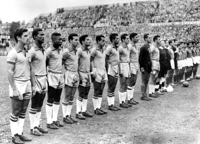 Brazilian and French Football Teams before a Game in Stockholm anonymous