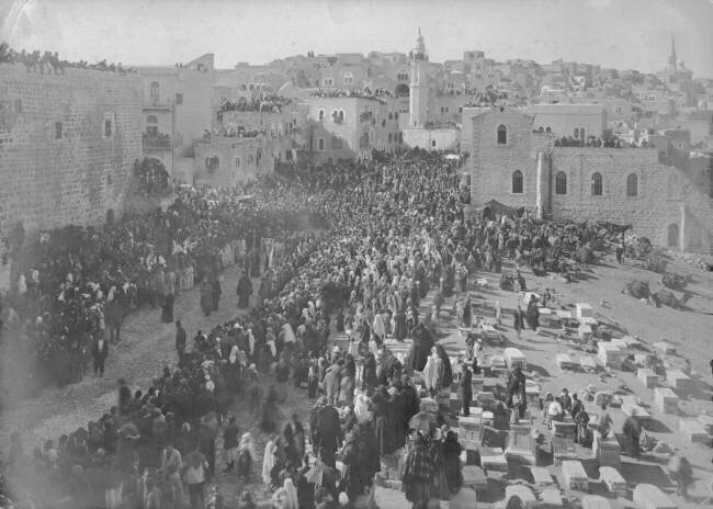 Market place of the Church of the Nativity, christmas procession anonymous