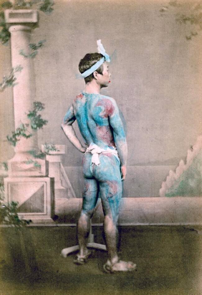 Portrait of a Japanese man tattooed Felice Beato