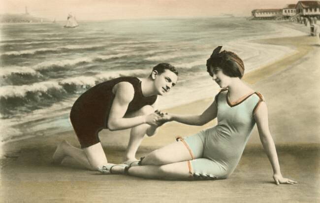 Romantic Victorian Couple on the Beach anonymous