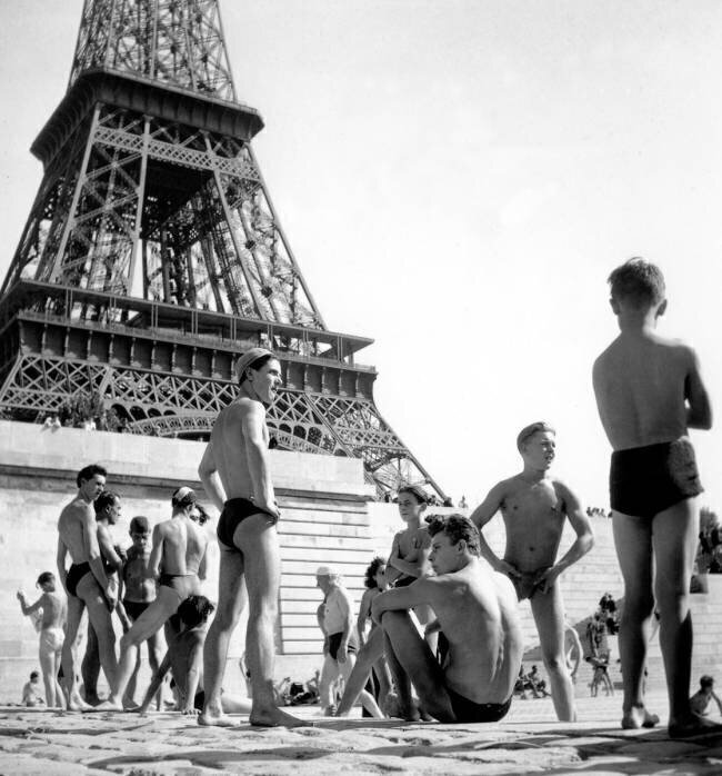 Beach Near Eiffel Tower in Paris August 1945  Rue des Archives