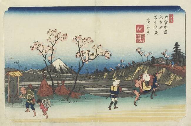  No.5: Distant View of Mt. Fuji as Seen from Omiya Station Keisai Eisen