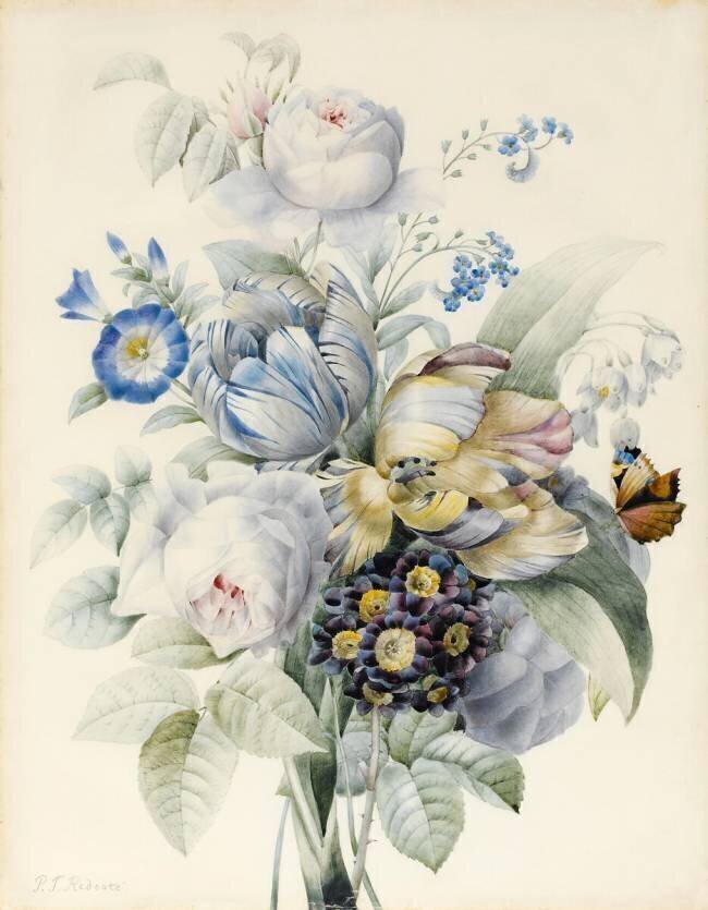 A Bunch of Flowers including Roses Pierre Joseph Redouté