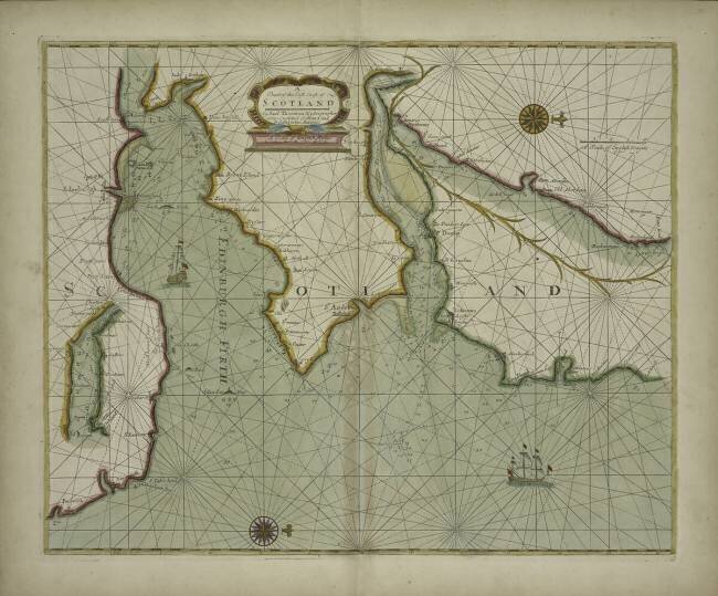 A chart of the East coast of Scotland from a sea-atlas containing an hydrographical description of most of the sea-coasts of the known parts of the world by Samuel Thornton English School