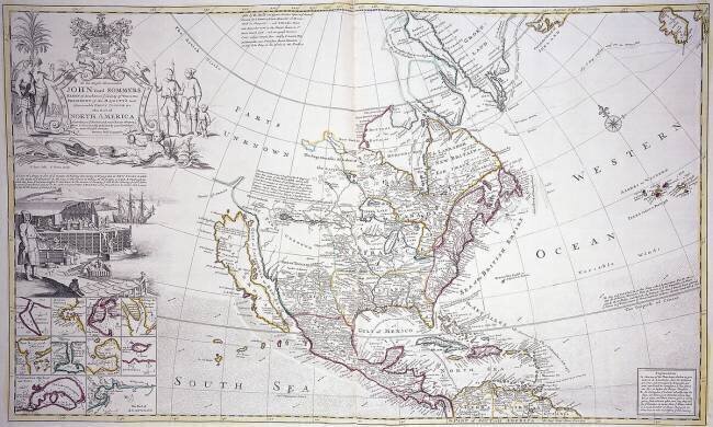 A Double-Page Map of North America English School