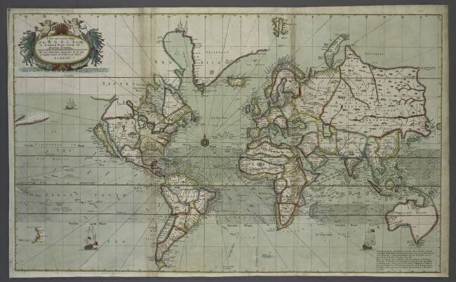 A new and correct map of the world from an atlas of the sea English School