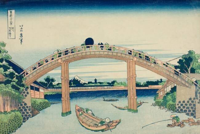 Beneath Mannen Bridge in Fukagawa Hokusai