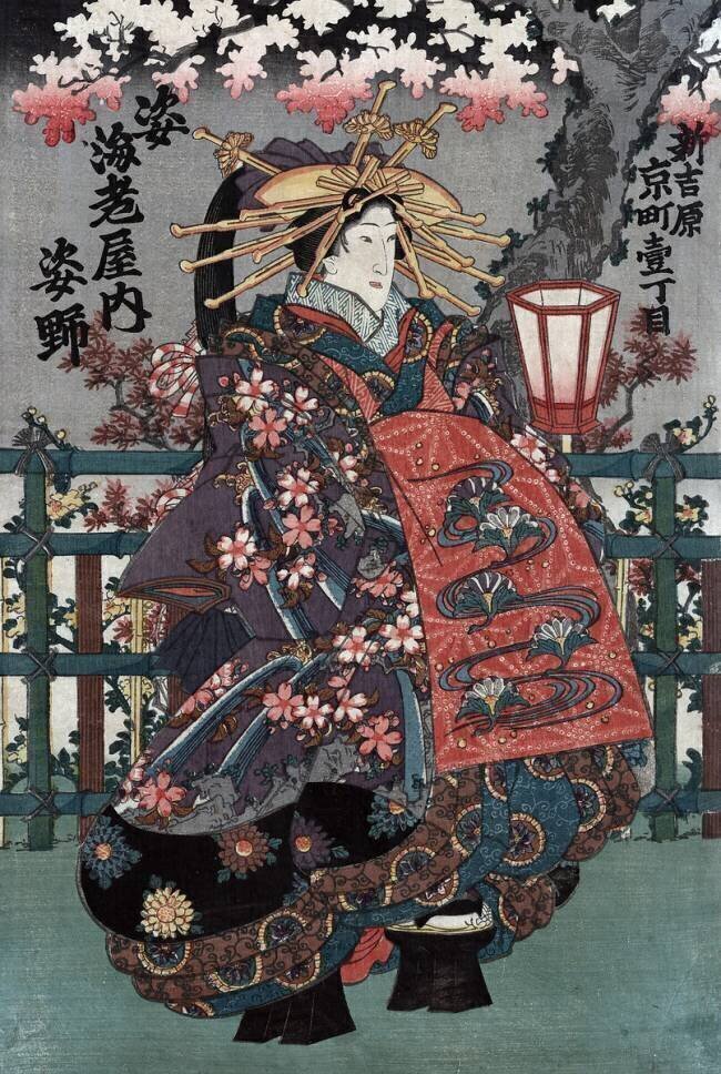 Center Panel from a Japanese Courtesans Triptych anonymous