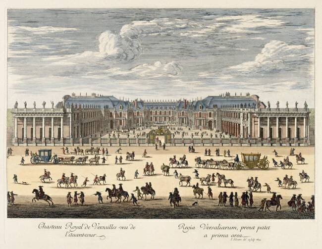 Château royal de Versailles, vu du milieu de la grande avenue et vue de l'avant-cour Israël Silvestre