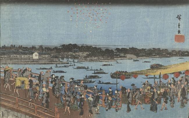 Fireworks at Ryogoku Bridge Hiroshige