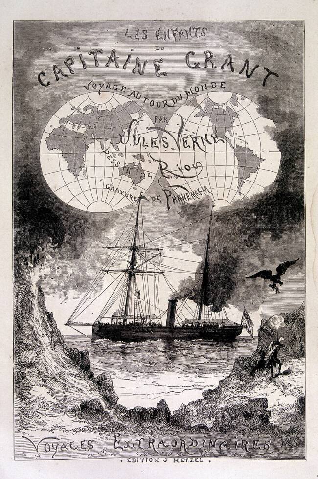 Frontispiece "In Search of the Castaways" by Jules Verne Edouard Riou