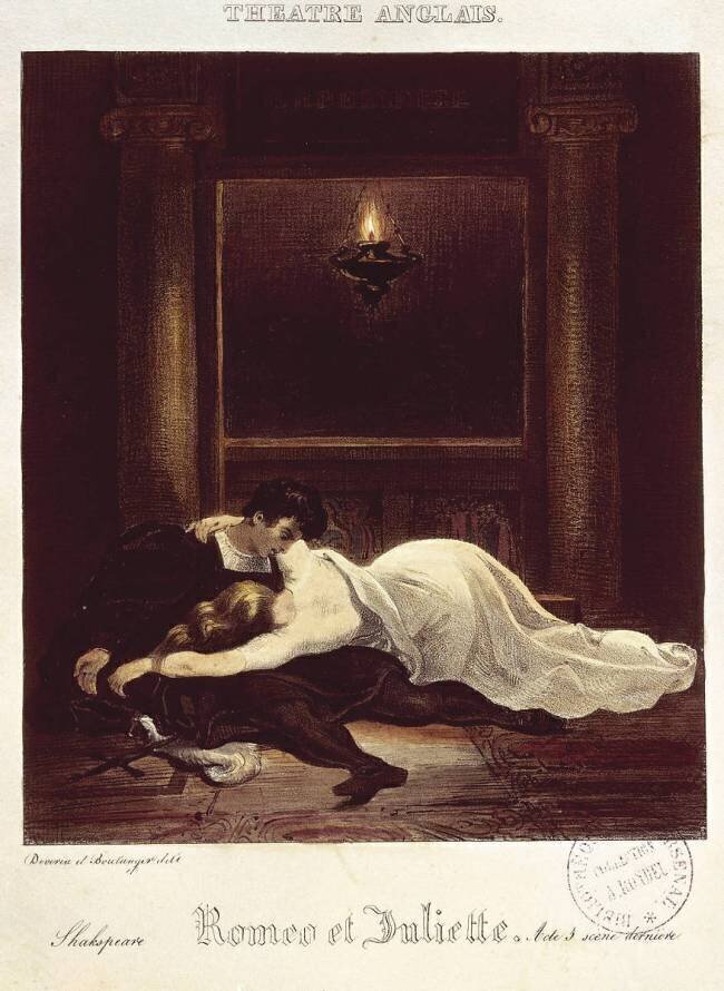 Illustration pour "Souvenir du théatre anglais à Paris". Roméo et Juliette, Acte V, dernière scène Louis Boulanger