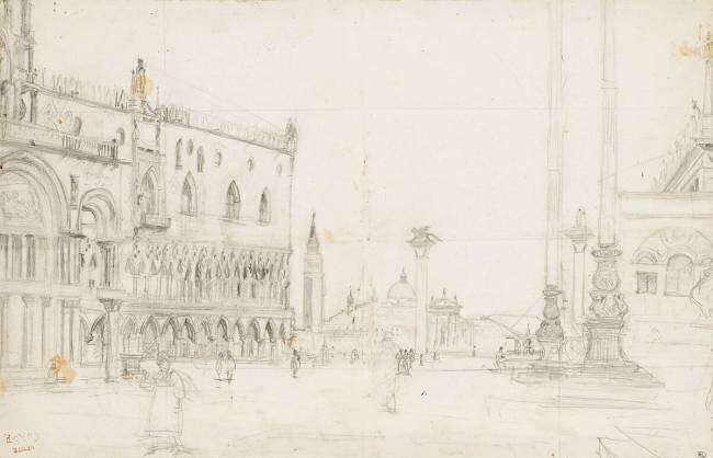 La place Saint-Marc à Venise, avec la Piazetta et Saint-Georges le Majeur Jean-Baptiste Camille Corot