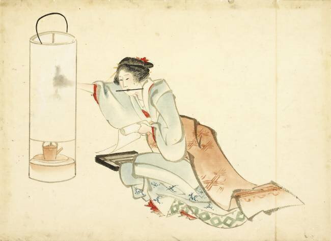 Lady Adjusting a Lamp Hokusai