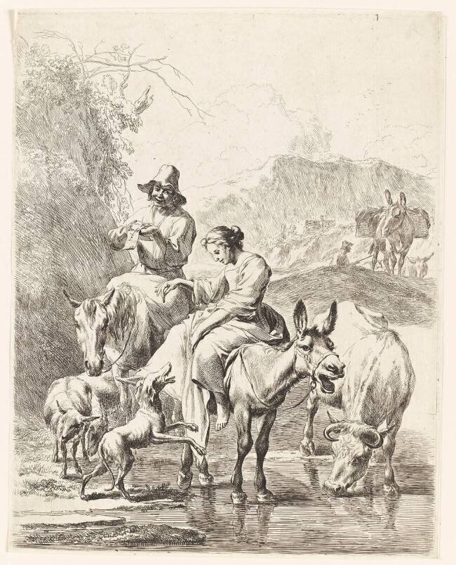 Le ruisseau traversé Nicolaes Berchem