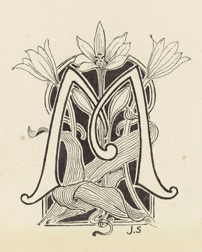 Lettre M ornée de motifs végétaux anonymous