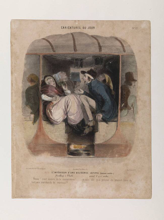 L'intérieur d'une diligence Laffitte Honoré Daumier