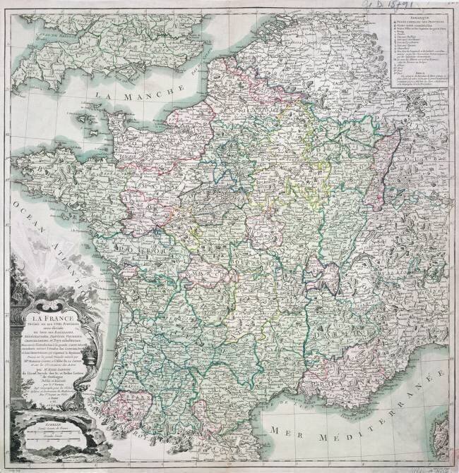 Map of France as Divided into 58 Provinces Louis-Charles Desnos