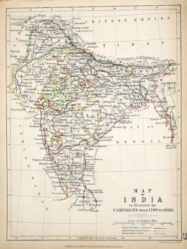 Map of India Alexander Keith Johnston