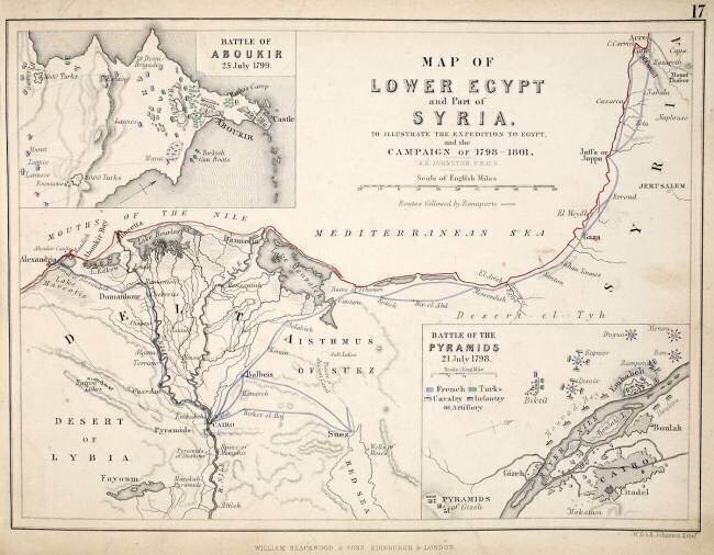 Map of Lower Egypt and part of Syria Alexander Keith Johnston