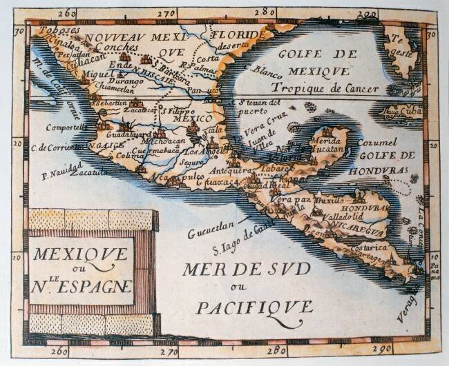 Map of Mexico or New Spain French School