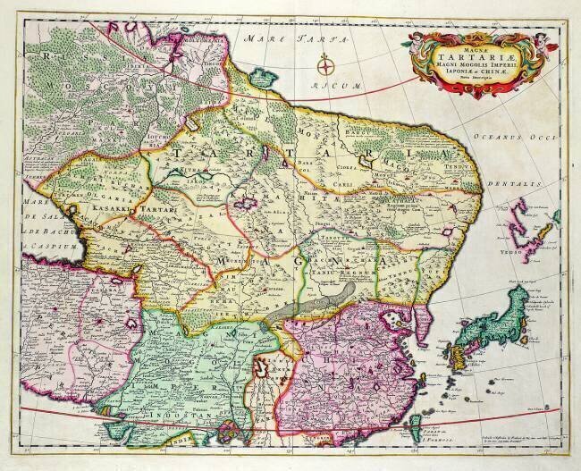 Map of Mongolia showing Japan and China Frederik de Wit