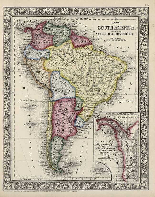 Map of South America showing its political divisions from Mitchell's new general atlas Samuel Augustus Mitchell