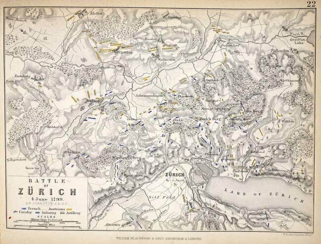 Map of the Battle of Zurich Alexander Keith Johnston