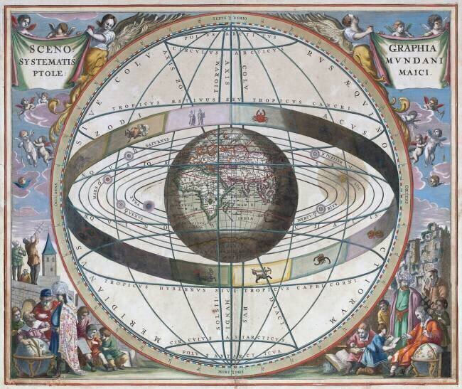 Map of the sky surrounded by zodiac signs, 1661 Andreas Cellarius
