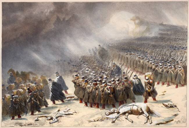 Marche sur Constantine, l'armée quitte Raz-Oued-Zenati (20 novembre 1836) Auguste Raffet (d'après)