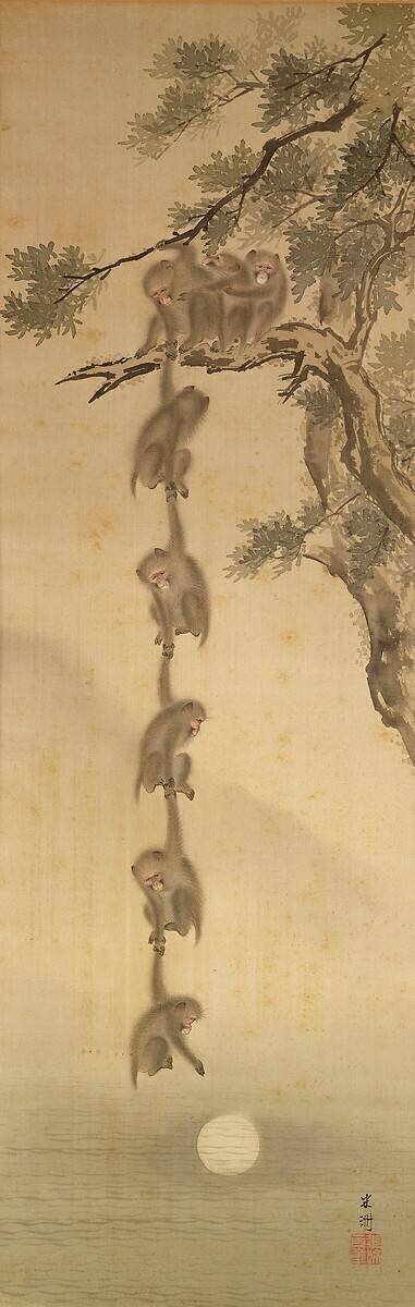 Monkeys reaching for the Moon Japanese school