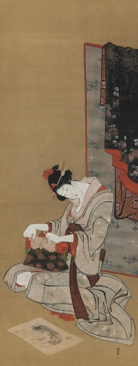 New Year Custom: Makeup on the New Year Morning Hokusai